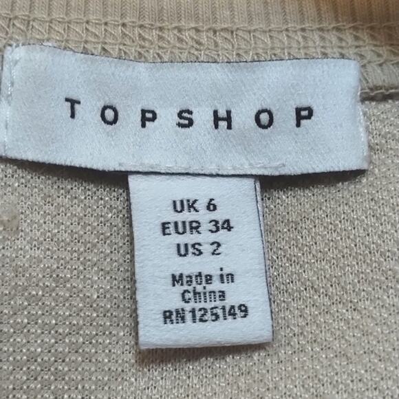 Topshop NWOT Cream Tan Teddy Fuzzy Fleece Cropped 3/4 Zip Pullover Size 2 - Picture 6 of 11